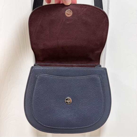 Coach Remi Saddle Bag Midnight Pebble Leather Daisy Appliqué - Picture 14 of 16